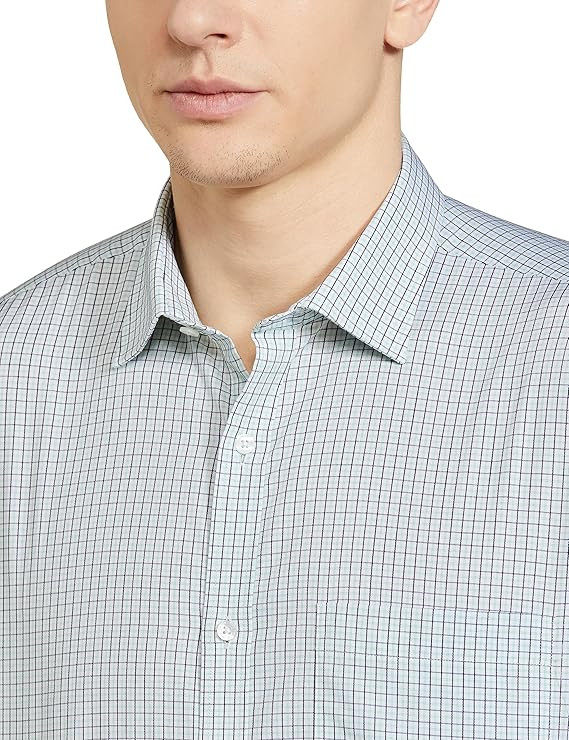 Park Avenue Slim Fit Pure Cotton Checks Pattern Semi Cutaway Collar Formal Shirt